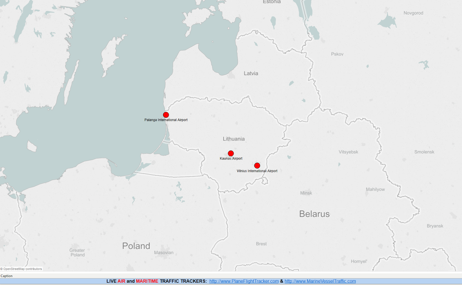 LITHUANIA AIRPORTS MAP